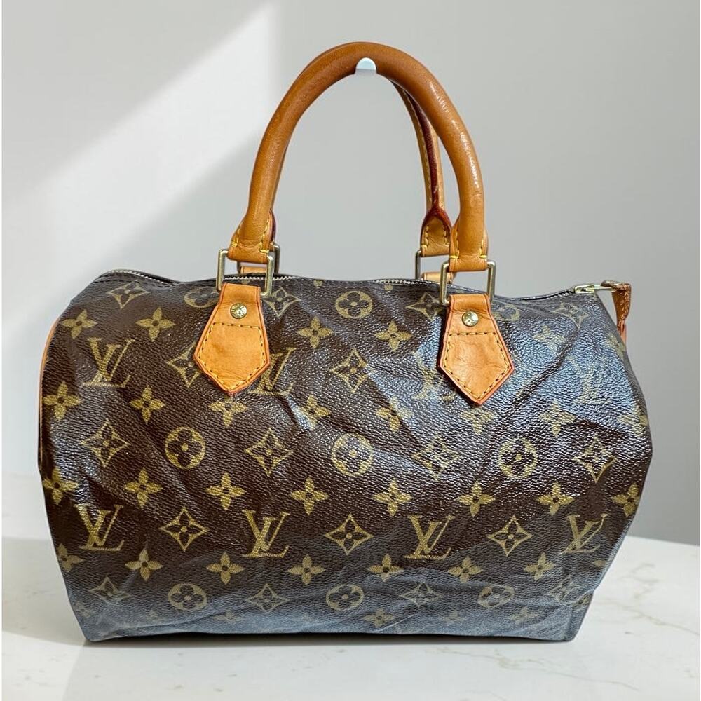 Louis Vuitton Speedy 30 Monogram Canvas Handbag w/ Lock, Dust Bag & COA